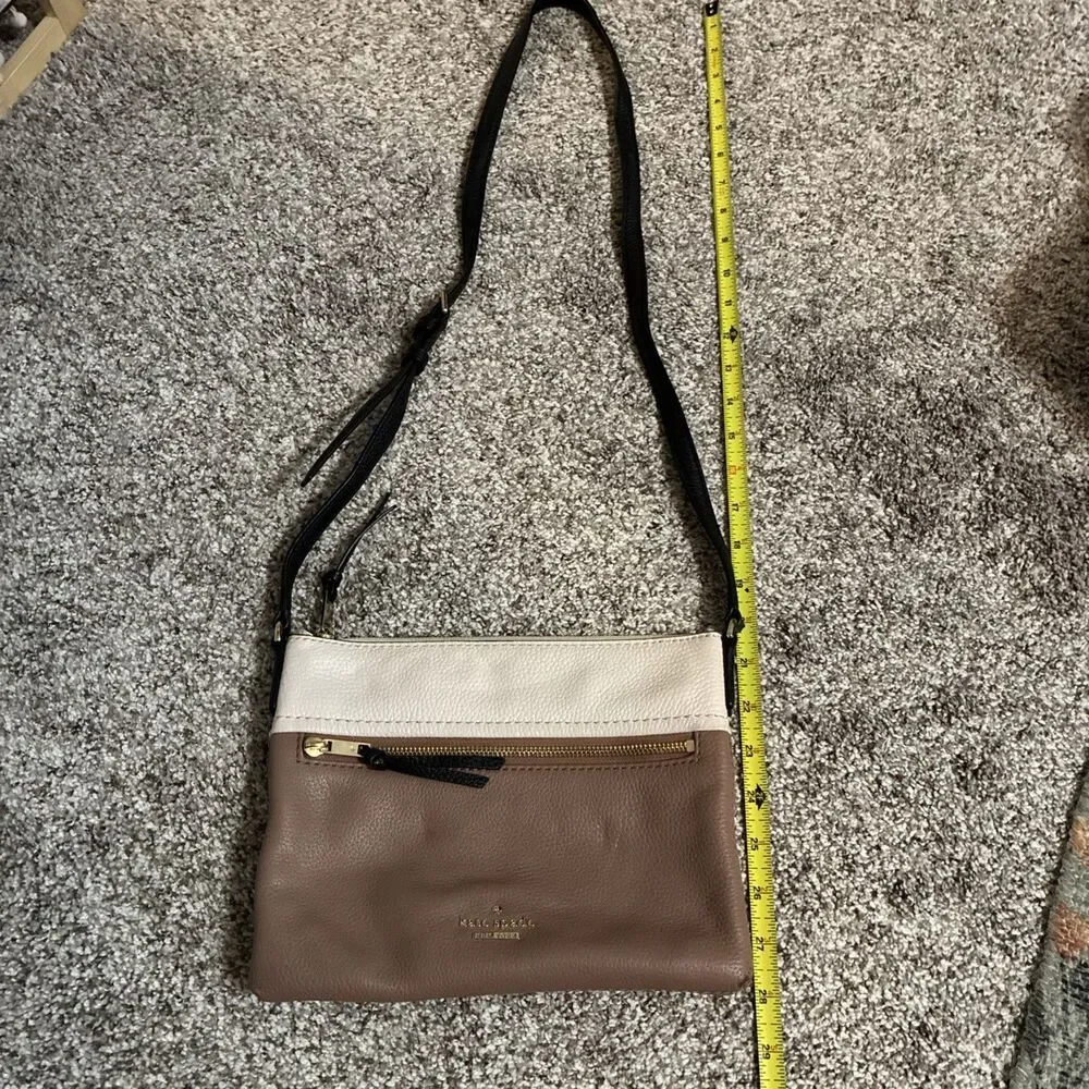 Kate Spade New York Jackson Zip Pebbled Leather Crossbody Bag Tan Cream Black